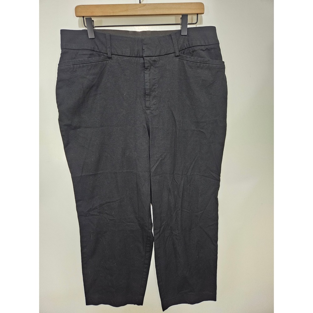 Ava & Viv Womens Black Cropped Chino Pants Size 16 Stretch Straight Leg Trousers